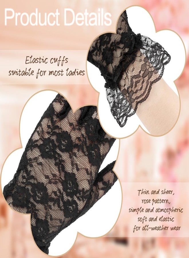 Xioabre Black Lace Gloves for Halloween, Opera & Tea Party - Women's Fashion Masquerade Gloves - Image 3